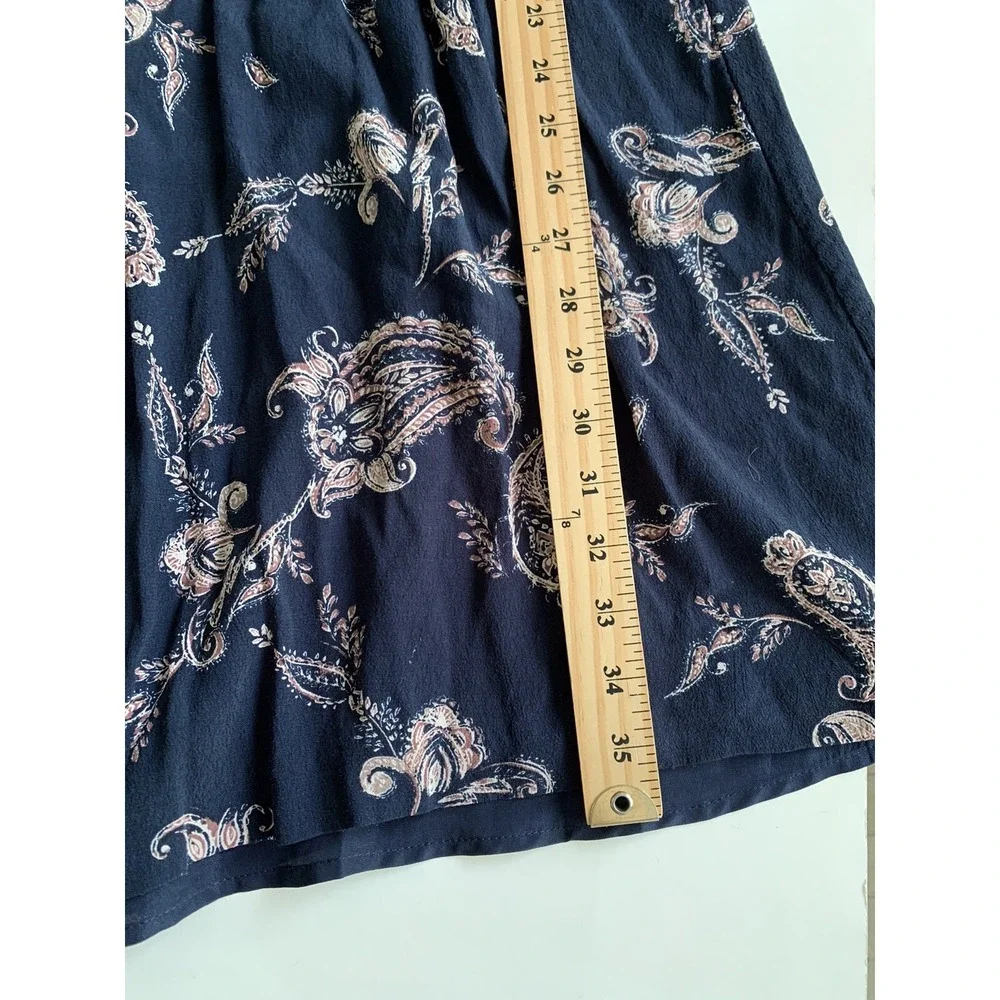 Garnet Hill Womens Dress 8‎ Dark Floral Paisley Fairy Country Blue Wedding Guest